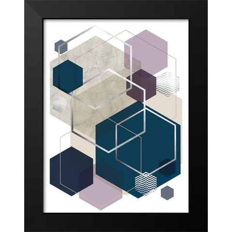 Abstract Geo SoftLuxe Black Modern Wood Framed Art Print by Urban Epiphany