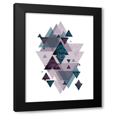Geo Triangles SoftLuxe Black Modern Wood Framed Art Print by Urban Epiphany