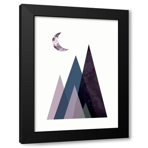 Scandi Mountains Blue 1 Black Modern Wood Framed Art Print with Double Matting by Urban Epiphany