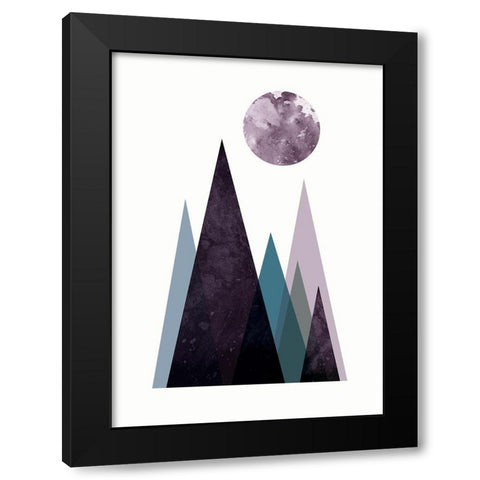 Scandi Mountains Blue 2 Black Modern Wood Framed Art Print with Double Matting by Urban Epiphany