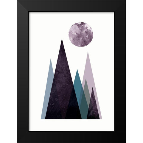 Scandi Mountains Blue 2 Black Modern Wood Framed Art Print by Urban Epiphany