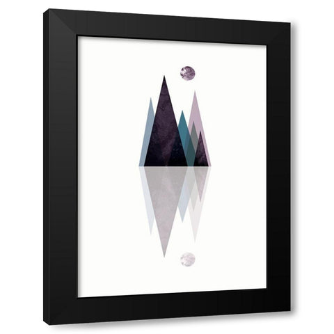 Scandi Mountains Blue 3 Black Modern Wood Framed Art Print with Double Matting by Urban Epiphany