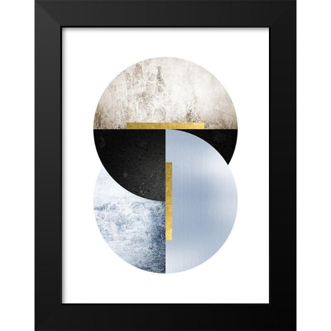 Blue Beige Black Geo Black Modern Wood Framed Art Print by Urban Epiphany