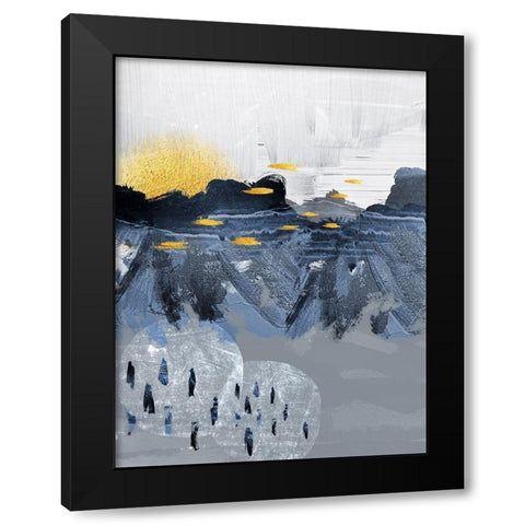 Abstract Landscape Black Modern Wood Framed Art Print with Double Matting by Urban Epiphany