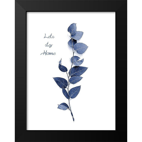 Tiny Branch Navy Black Modern Wood Framed Art Print by Urban Epiphany