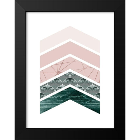 Evergreen Blush Geo 1 Black Modern Wood Framed Art Print by Urban Epiphany