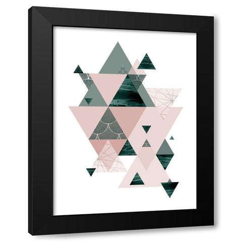 Evergreen Blush Geo 2 Black Modern Wood Framed Art Print by Urban Epiphany