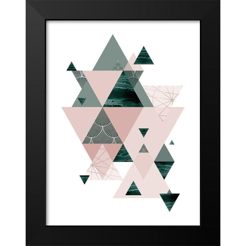 Evergreen Blush Geo 2 Black Modern Wood Framed Art Print by Urban Epiphany