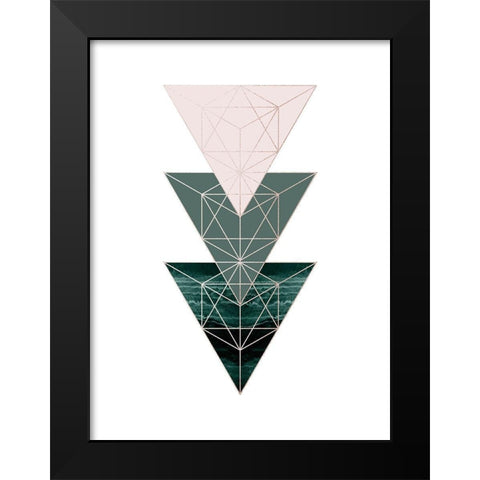 Evergreen Blush Geo 4 Black Modern Wood Framed Art Print by Urban Epiphany