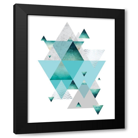 Love Joy Geo Turquoise 2 Black Modern Wood Framed Art Print with Double Matting by Urban Epiphany