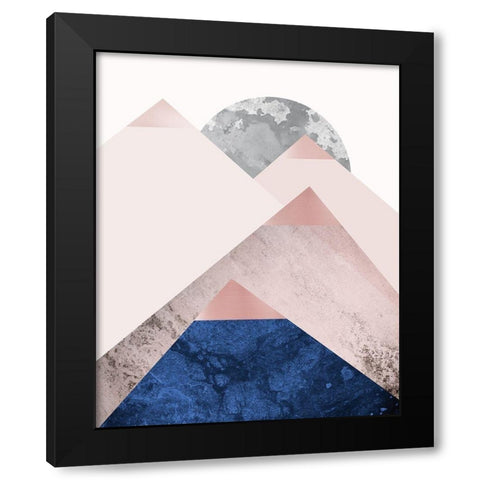 PinkNavy Mountains 2 Black Modern Wood Framed Art Print with Double Matting by Urban Epiphany