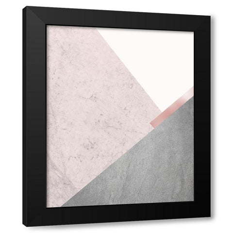 Blush Pink Mountains 1 Black Modern Wood Framed Art Print with Double Matting by Urban Epiphany