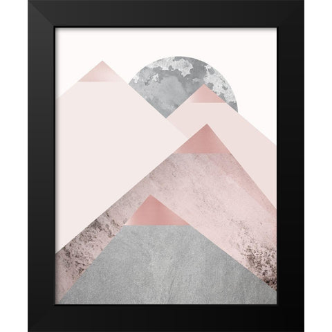 Blush Pink Mountains 2 Black Modern Wood Framed Art Print by Urban Epiphany