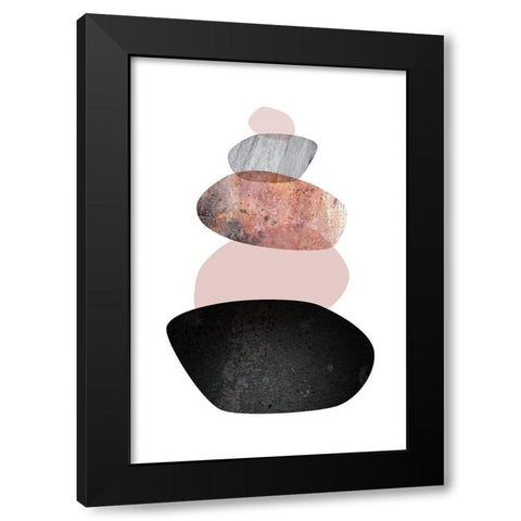 Balanced  White Blush Black Modern Wood Framed Art Print by Urban Epiphany
