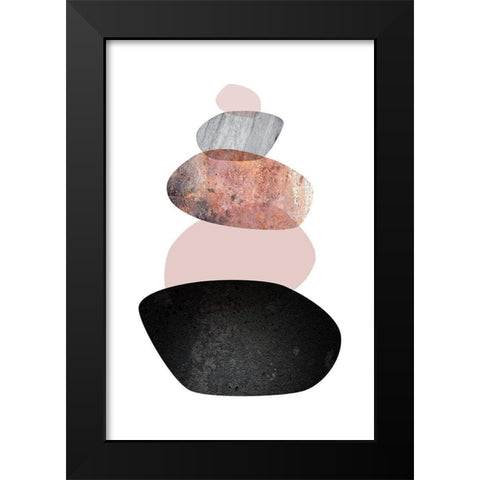 Balanced  White Blush Black Modern Wood Framed Art Print by Urban Epiphany