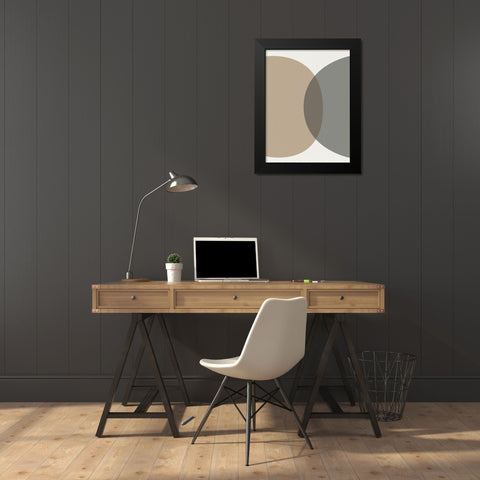 Mid Century Abstract Circle 1 Black Modern Wood Framed Art Print by Urban Epiphany