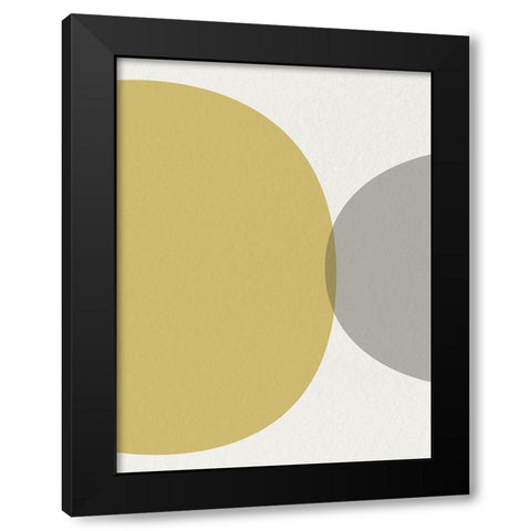 Mid Century Abstract Circle 2 Black Modern Wood Framed Art Print with Double Matting by Urban Epiphany