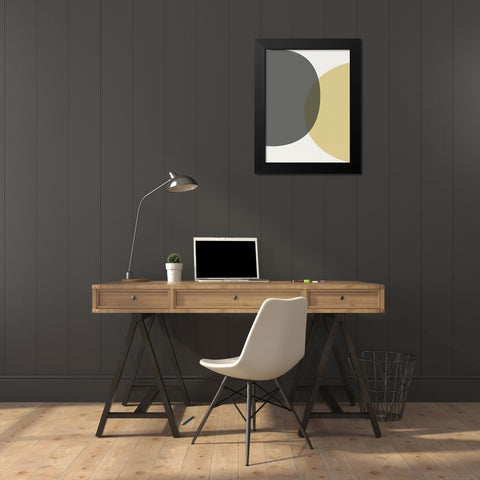Mid Century Abstract Circle 3 Black Modern Wood Framed Art Print by Urban Epiphany