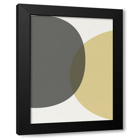 Mid Century Abstract Circle 3 Black Modern Wood Framed Art Print by Urban Epiphany