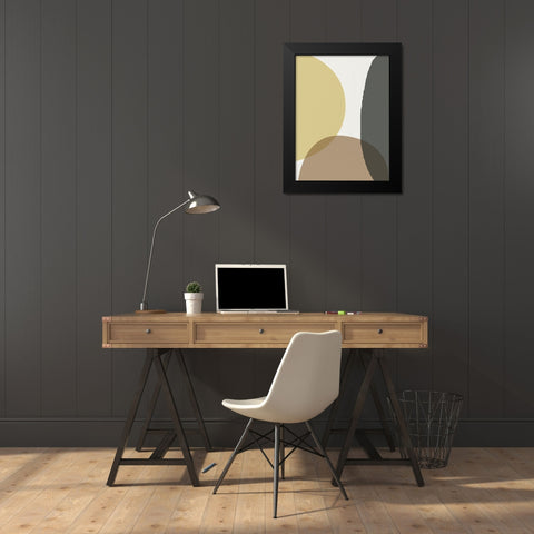 Mid Century Abstract Circle 4 Black Modern Wood Framed Art Print by Urban Epiphany