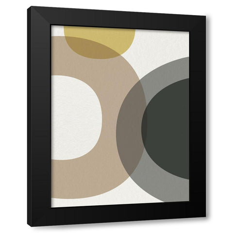 Mid Century Abstract Circle 5 Black Modern Wood Framed Art Print by Urban Epiphany