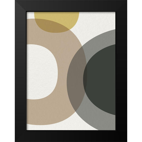 Mid Century Abstract Circle 5 Black Modern Wood Framed Art Print by Urban Epiphany