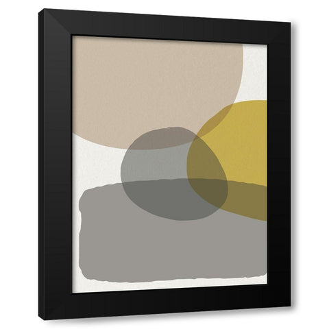 Mid Century Abstract Circle 6 Black Modern Wood Framed Art Print by Urban Epiphany