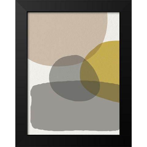 Mid Century Abstract Circle 6 Black Modern Wood Framed Art Print by Urban Epiphany