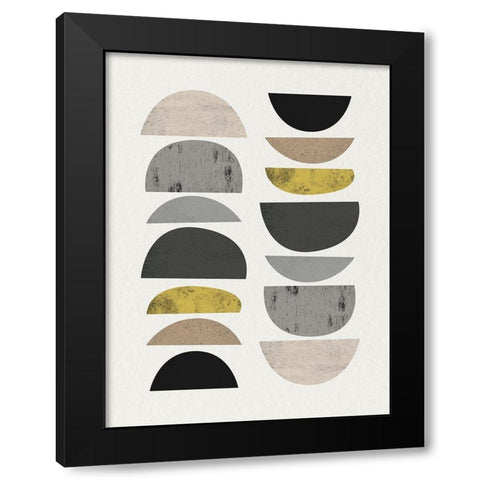 Mid Century Abstract Circle 7 Black Modern Wood Framed Art Print by Urban Epiphany