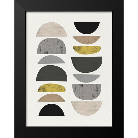 Mid Century Abstract Circle 7 Black Modern Wood Framed Art Print by Urban Epiphany