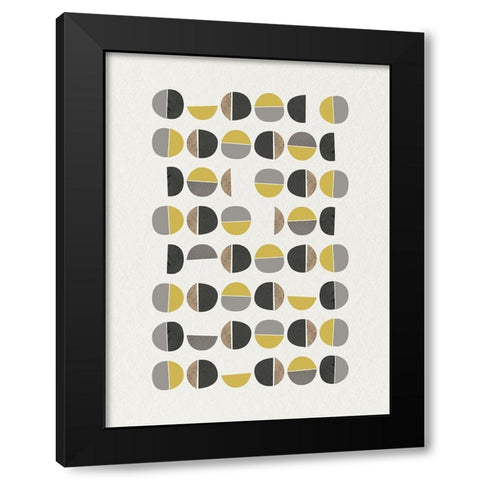 Mid Century Abstract Circle 9 Black Modern Wood Framed Art Print by Urban Epiphany
