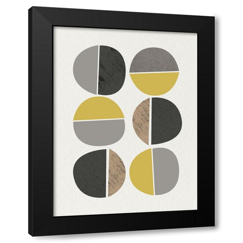 Mid Century Abstract Circle 10 Black Modern Wood Framed Art Print by Urban Epiphany