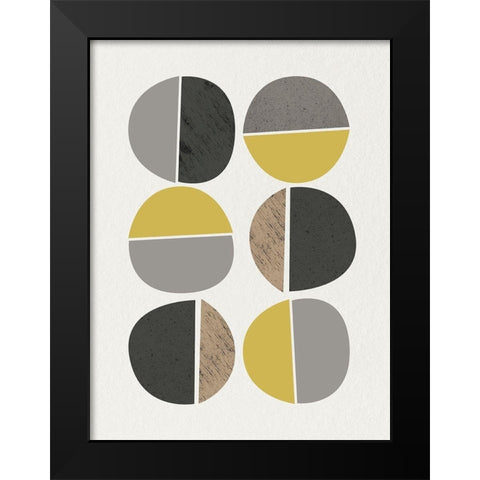 Mid Century Abstract Circle 10 Black Modern Wood Framed Art Print by Urban Epiphany