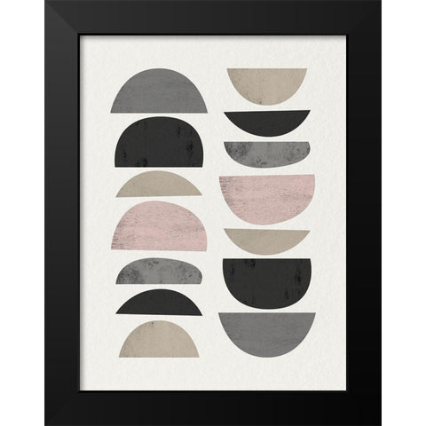 Minimalist Circles 7 Black Modern Wood Framed Art Print by Urban Epiphany