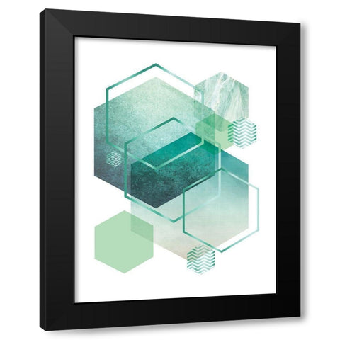 Geometric Minimalist Seafoam Black Modern Wood Framed Art Print by Urban Epiphany