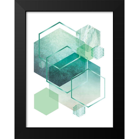 Geometric Minimalist Seafoam Black Modern Wood Framed Art Print by Urban Epiphany