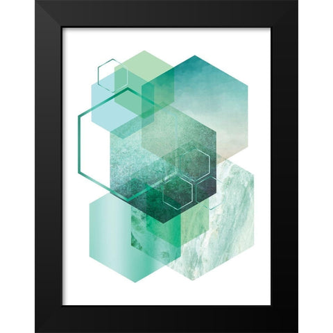 Geometric Minimalist Seafoam Black Modern Wood Framed Art Print by Urban Epiphany