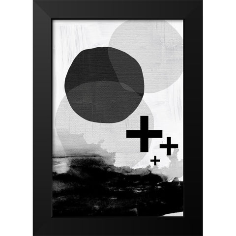 Black White Scandi Abstract Black Modern Wood Framed Art Print by Urban Epiphany