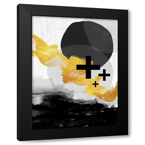 Scandi Black White Gold Black Modern Wood Framed Art Print with Double Matting by Urban Epiphany