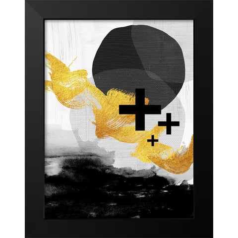 Scandi Black White Gold Black Modern Wood Framed Art Print by Urban Epiphany