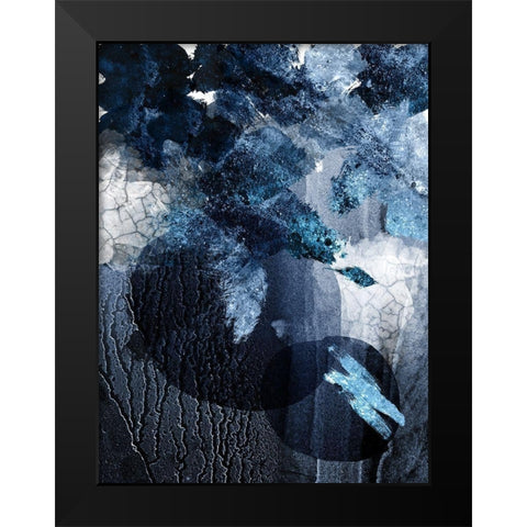 Abstract Navy White 1 Black Modern Wood Framed Art Print by Urban Epiphany