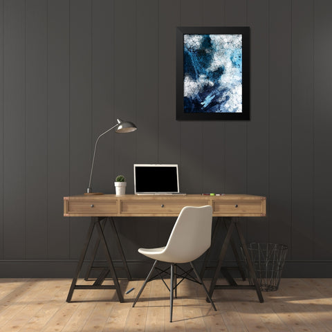 Abstract Navy White 2 Black Modern Wood Framed Art Print by Urban Epiphany