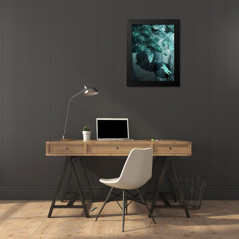 Teal Abstract A Black Modern Wood Framed Art Print by Urban Epiphany