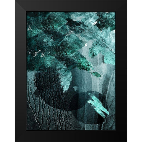 Teal Abstract A Black Modern Wood Framed Art Print by Urban Epiphany