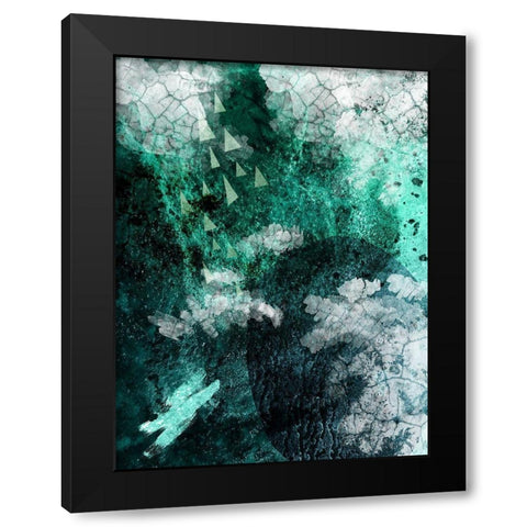 Teal Abstract B Black Modern Wood Framed Art Print by Urban Epiphany