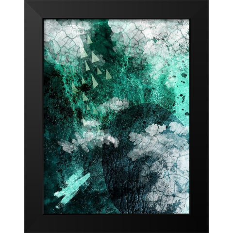 Teal Abstract B Black Modern Wood Framed Art Print by Urban Epiphany