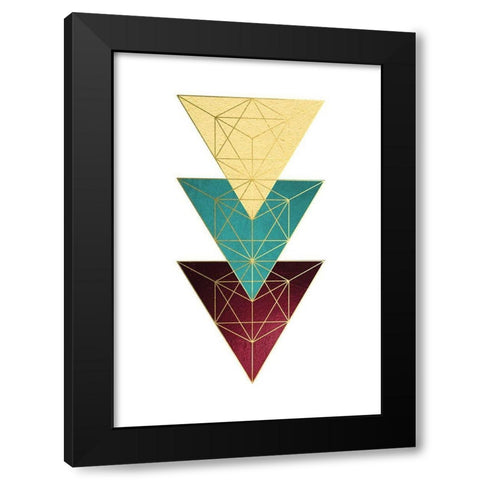 Teal Yellow Burgundy 3 Black Modern Wood Framed Art Print with Double Matting by Urban Epiphany
