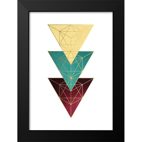 Teal Yellow Burgundy 3 Black Modern Wood Framed Art Print by Urban Epiphany