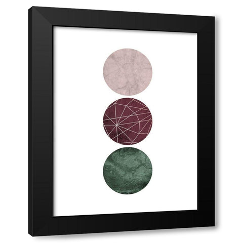 Cranberry Green Blush GEO 1 Black Modern Wood Framed Art Print by Urban Epiphany