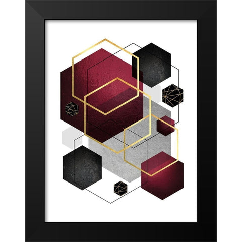 Burg Black Geo 2 Black Modern Wood Framed Art Print by Urban Epiphany